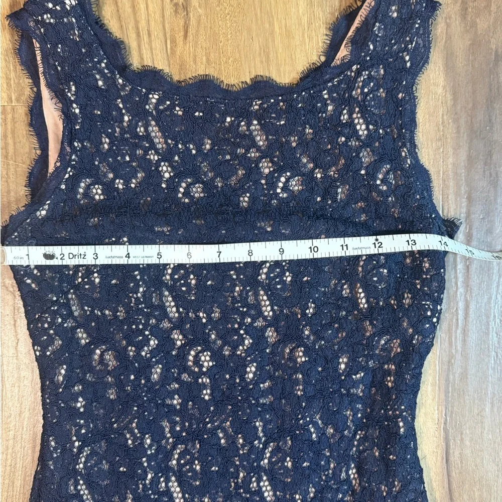 Adrianna Papell‎ Navy Lace Boat Neck Sheath Dress Size 4